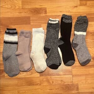 Lucky Brand Women's Mixed Casual Crew Socks - Gray, Black, Cream, Tan